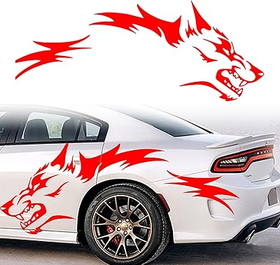 狼图案汽车车身贴纸赛车运动车侧门裙贴纸狼图腾自粘侧乙烯基贴花装饰