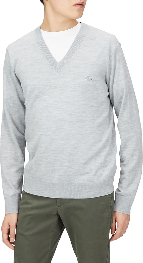 lacoste 法国鳄鱼 针织衫 [官方] 可水洗羊毛v领针织毛衣 男士 ah5809