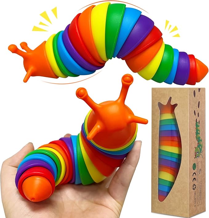 3d 打印slug fidget 玩具,fidget slug 铰接式stim 玩具,灵活铰接式