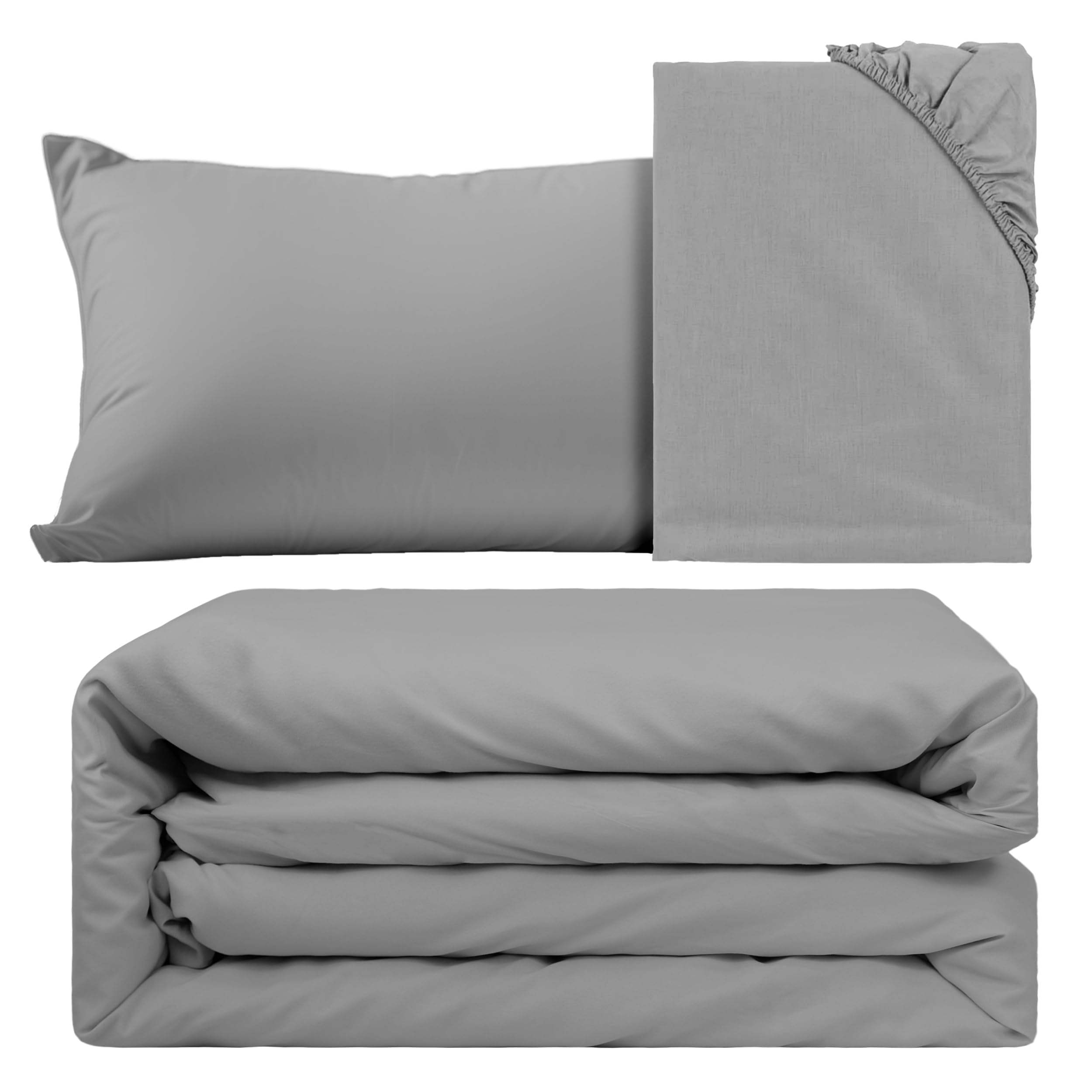 BESCH Bedding 3-piece microfiber, bed cover with zipper - bed cover 150x220cm and 1 pillowcase 50x75cm - Soft and non-ironing