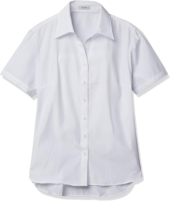 衬衫 短袖衬衫 女士 不易透 衬衫 办公室 衬衫 短袖 经典 白色 翻领