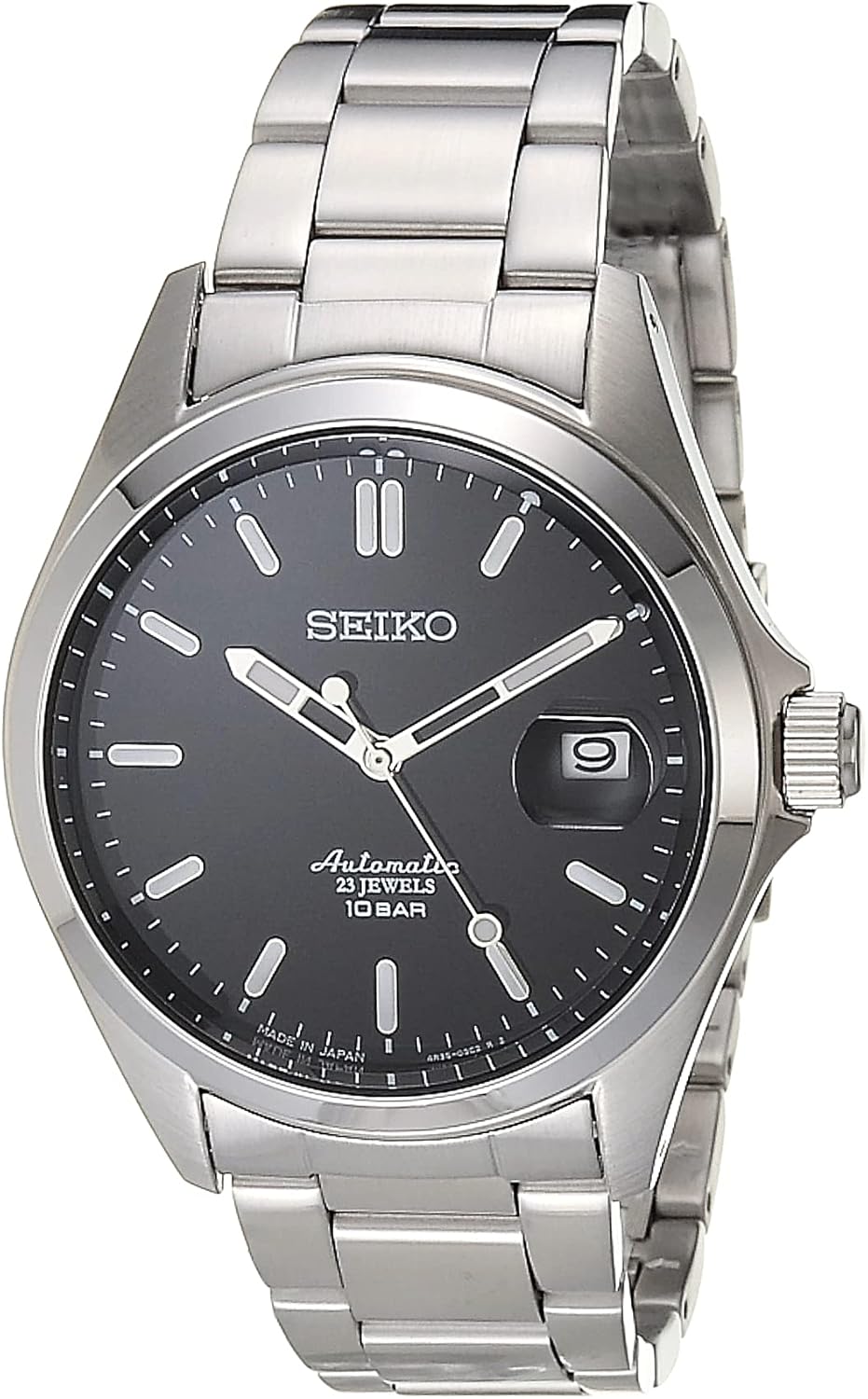 seiko 精工 男士 日本机械自动手表,silver, black : 亚马逊中国