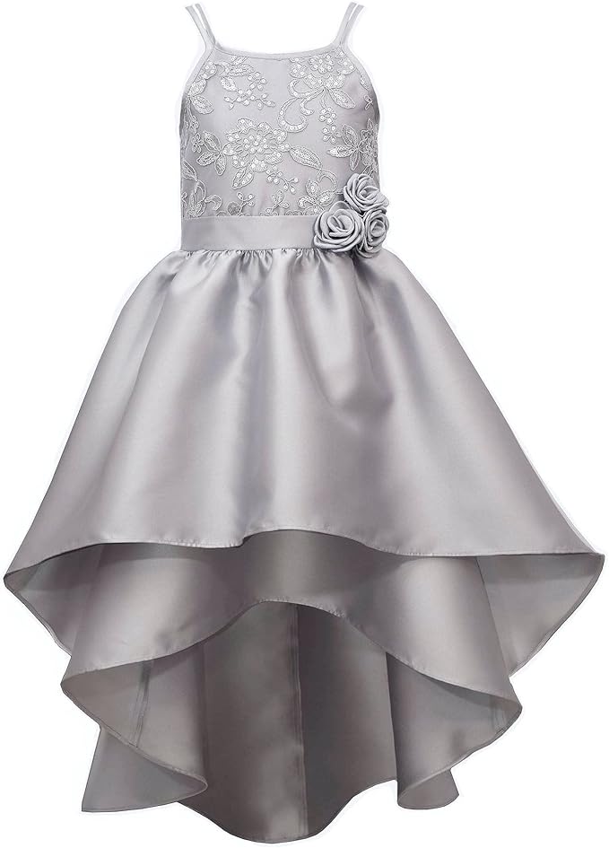 bonnie jean iris &amp; ivy girls 7-16 银灰色刺绣高低 mikado