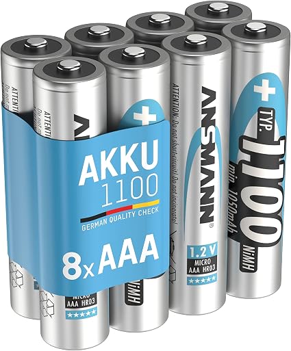 Ansmann 可充电电池aaa 型1100 Mah 不小于1050 Mah Nimh 1 2 V 8 块 微型aaa 电池 可充电 高容量 可满足高功率要求 亚马逊中国 家居装修