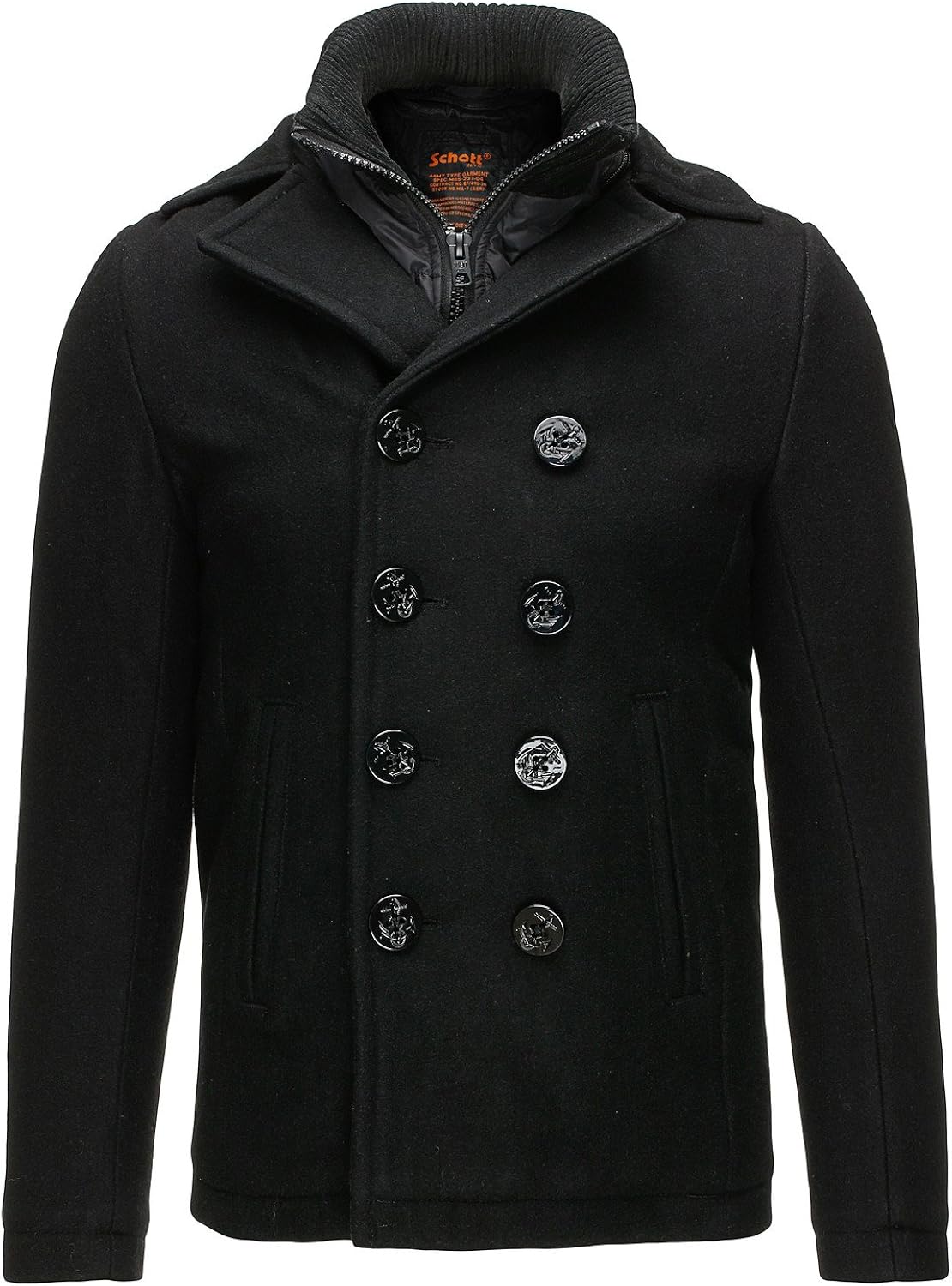 schott nyc 男式 cyclone 2 双排扣大衣reefer 长袖外套