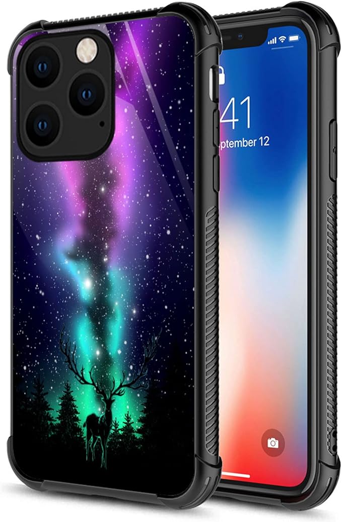 14 plus 手机壳,鹿北极光艺术身份图形设计防震防刮硬质亚克力手机壳