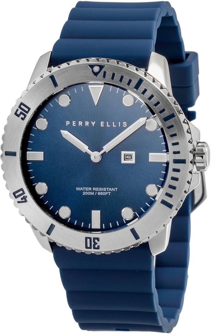 perry ellis 派瑞·艾力斯男士手表 deep diver 石英夜光手表 日期