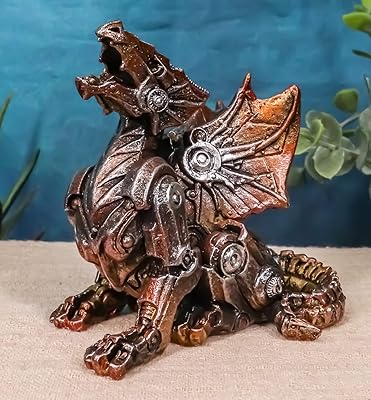 ebros 小型咆哮的机器人蒸汽朋克龙雕像 3.25 英寸(约 8.