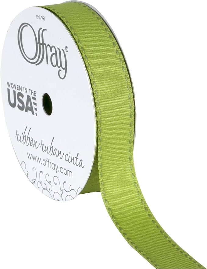 offray sidesaddle craft ribbon, 5/8-inch x 9-feet, brown & white