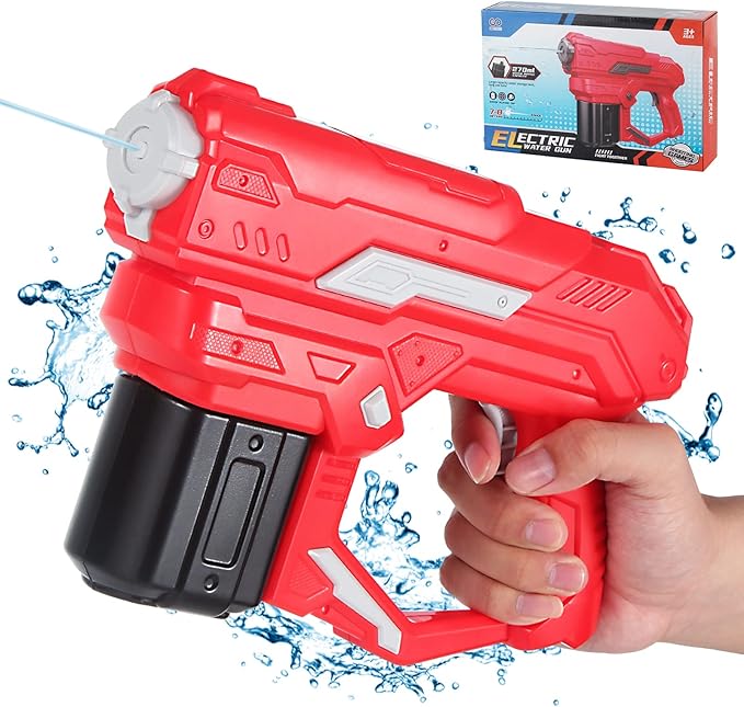 成人自动电动水枪,水枪手枪玩具 - 带电池供电,强力喷水枪,适合 8-12