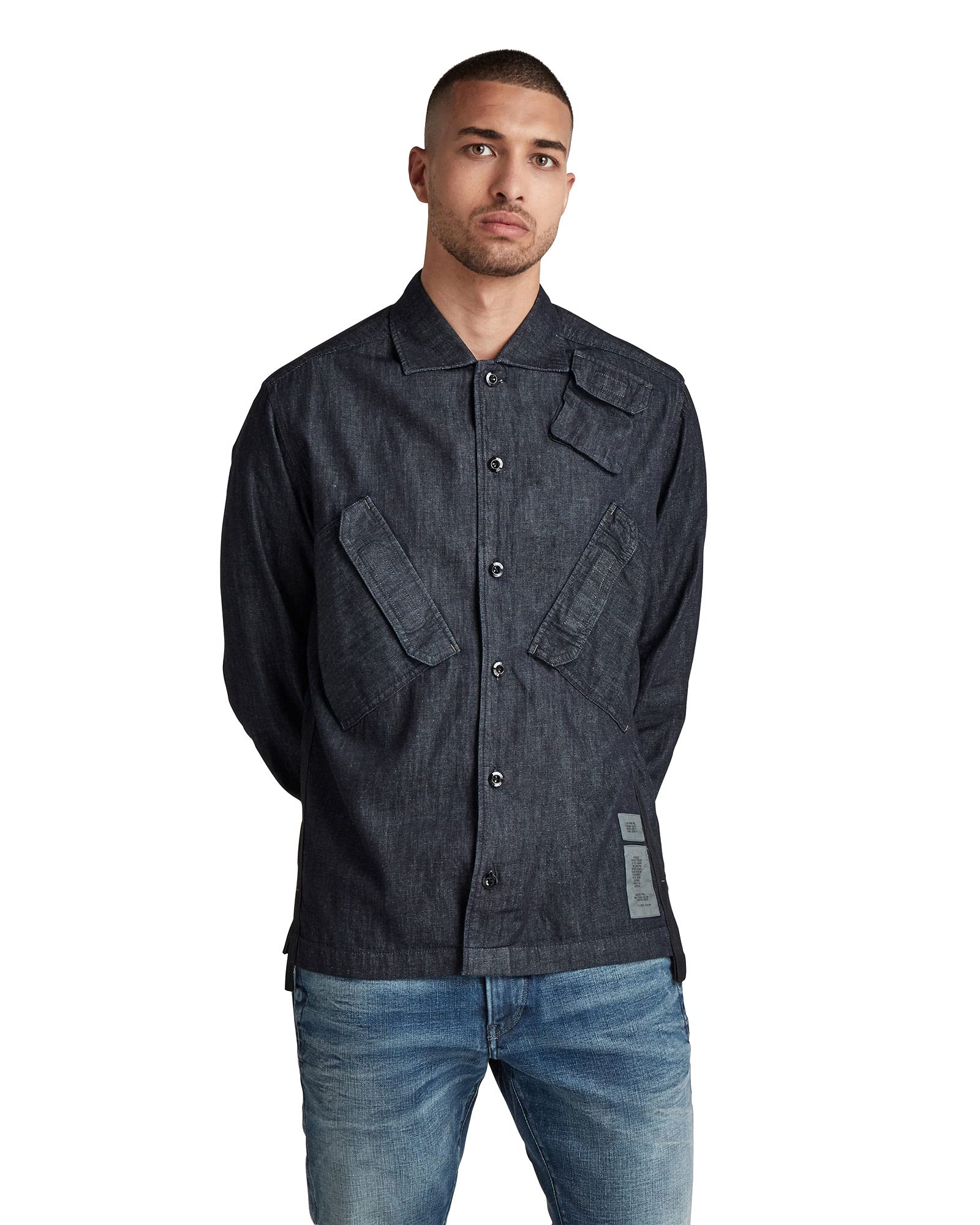 G-STAR RAW Men's casual denim shirt with multi-angled pockets