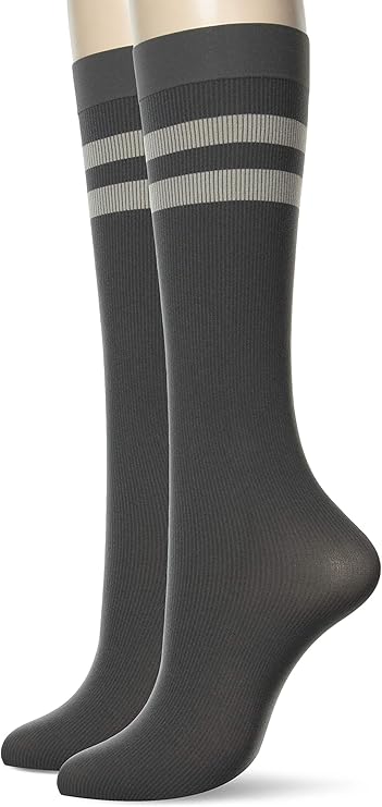 郡是 袜子 tuche 运动款 3way 线条罗纹 同色2双装 女士, 烟灰色, 22