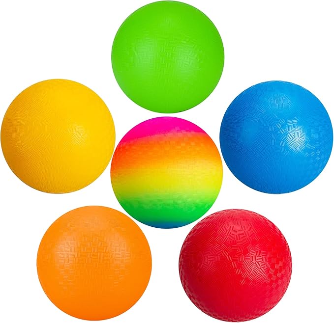 9 厘米)踢球躲避球 6 件彩色四方球适合儿童成人户外室内球游戏带 1