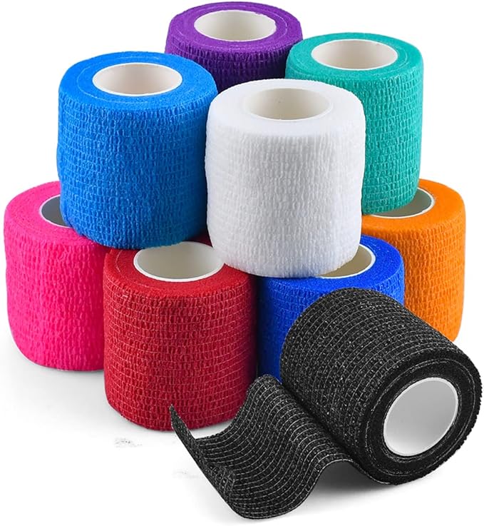 自粘绷带 12 件装 2 英寸 x 5 码弹性绷带自粘绷带非编织运动绷带多色