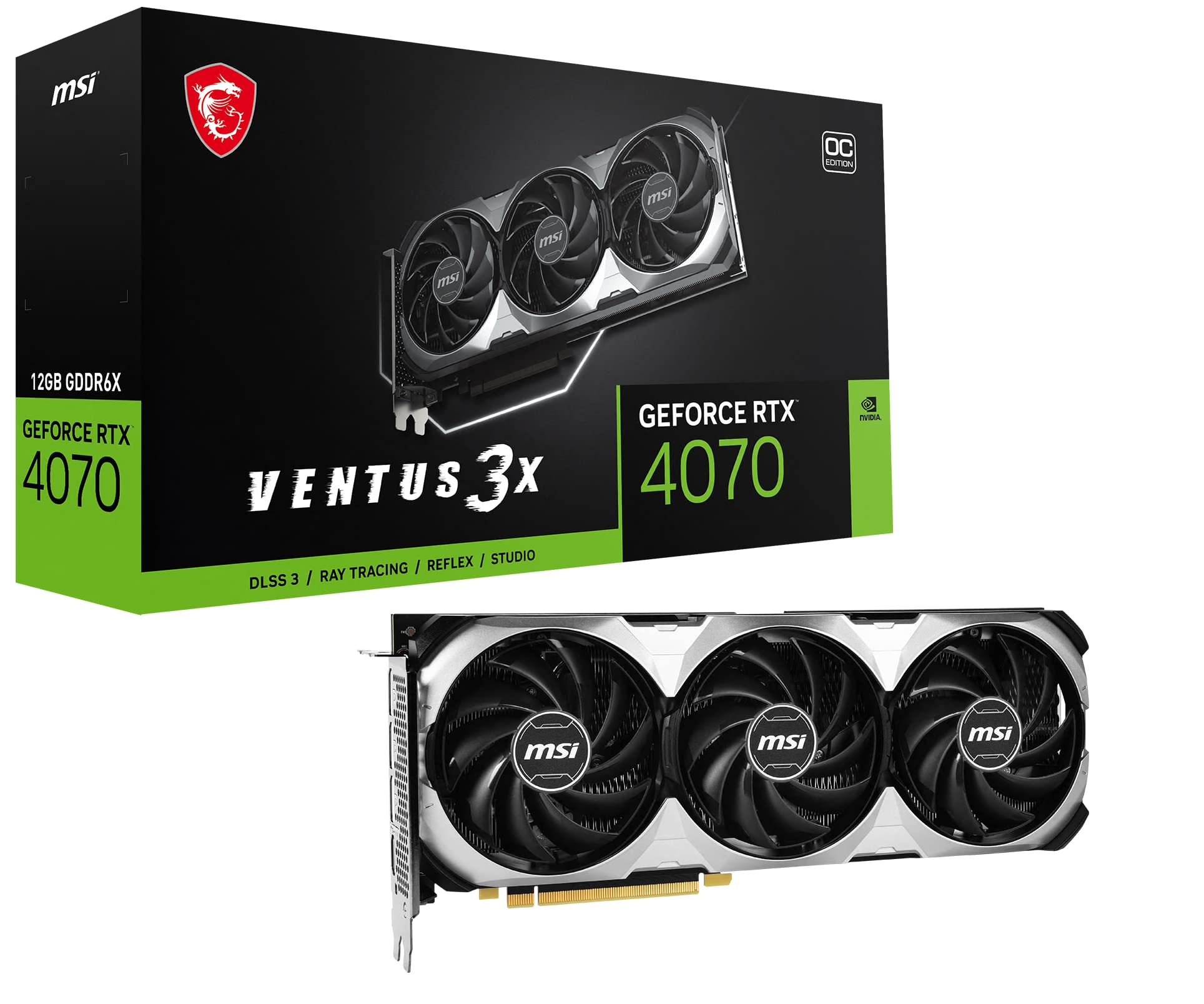 Msi GeForce RTX 4070 12GB GDRR6X 192-bit HDMI/DP Nvlink Fan 4.0 Ada Lovelace Architecture Graphics Card (RTX 4070 Ventus 3X 12G OC)