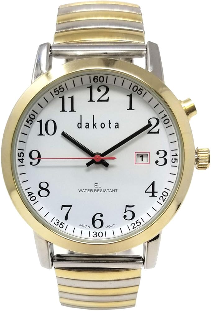 dakota 易读男士大面 el moonglow 不锈钢扩展弹力表带防水手表(38