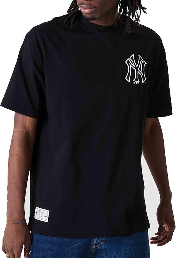 new era 纽约洋基队 mlb 图案超大黑色 t 恤