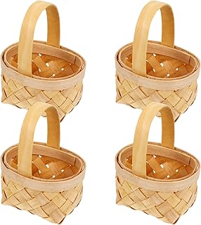 yardwe 4 件套柳条篮带手柄简单手工编织篮手工编织篮,适合秋季装饰