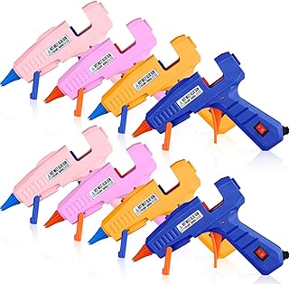 8 件迷你热胶枪,适用于学校工艺,小型热熔枪,带橡胶保护,适用于儿童