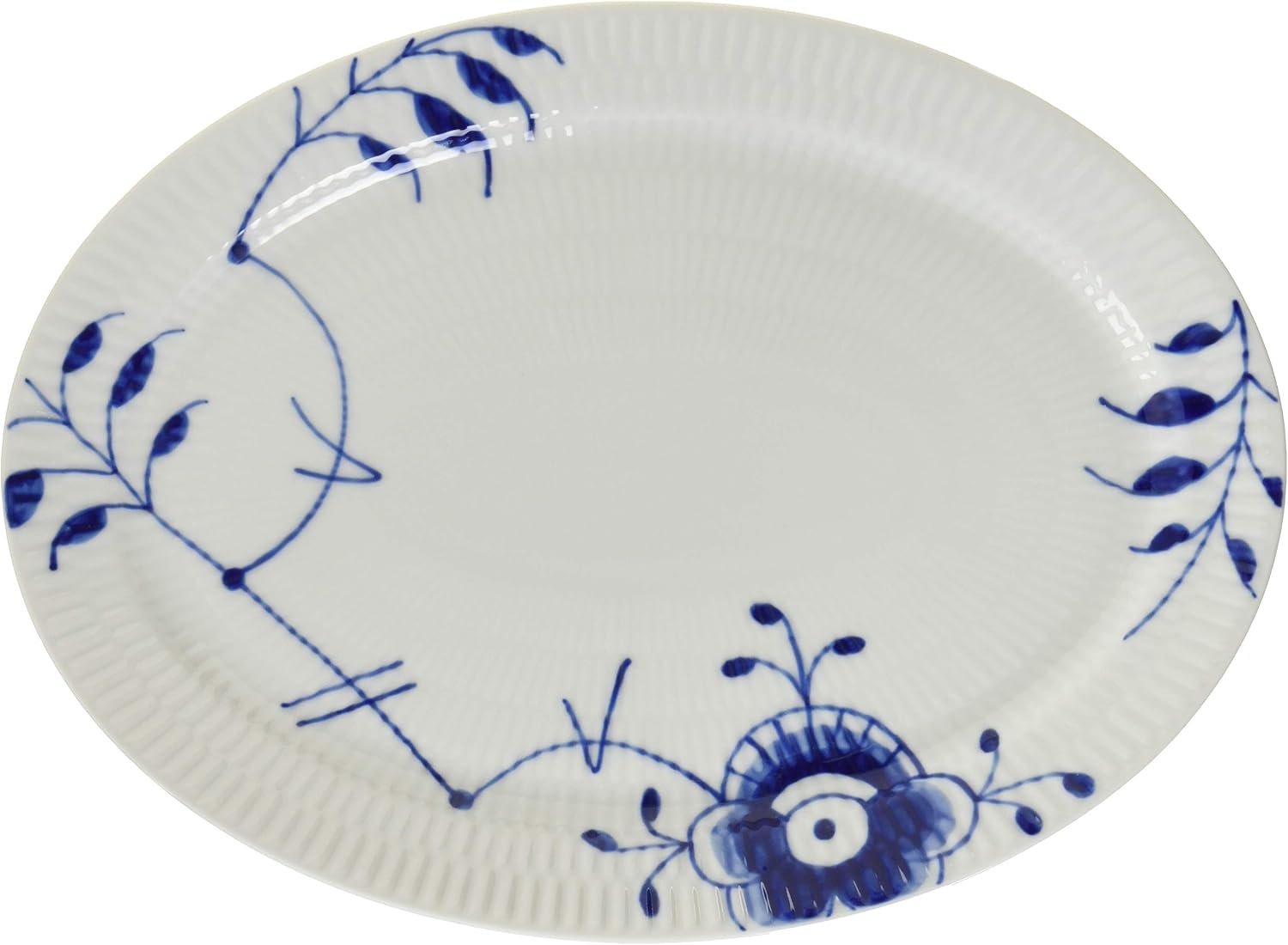 皇家哥本哈根royal copenhagen blue fleted 眼镜 椭圆形 盘 28×20cm