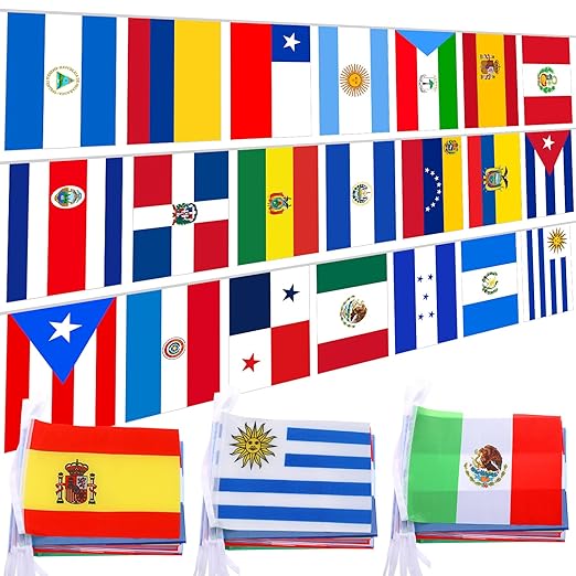 3 件拉丁美洲 21 个国家字符串旗帜各种拉丁裔旗帜横幅西班牙语国家