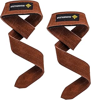 m manueklear 举重腕带,配有缓冲腕环,皮革举重腕带,举重,男士/女士重