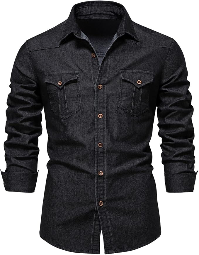 jinda 男士长袖衬衫秋季纽扣衬衫纽扣夏季时尚休闲纽扣衬衫