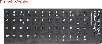 YYubao-2 件英式键盘贴纸带非透明黑色背景和白色字母适用于PC/电脑 