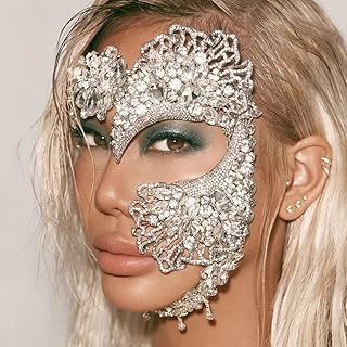 方晶锆石化妆舞会面具女士万圣节半脸化妆舞会面具舞会服装配饰女