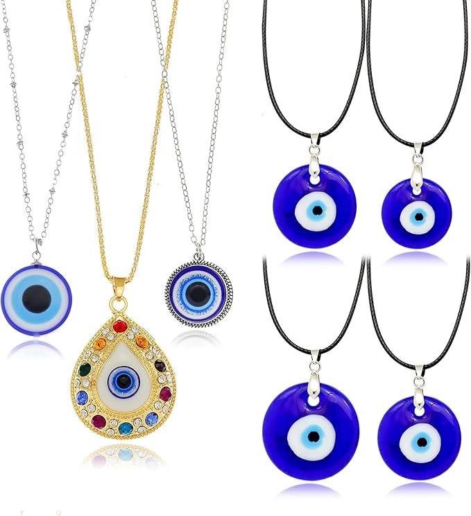 ojo turco 保护玻璃皮革绳水钻蛇链土耳其商品吊坠幸运珠宝礼物