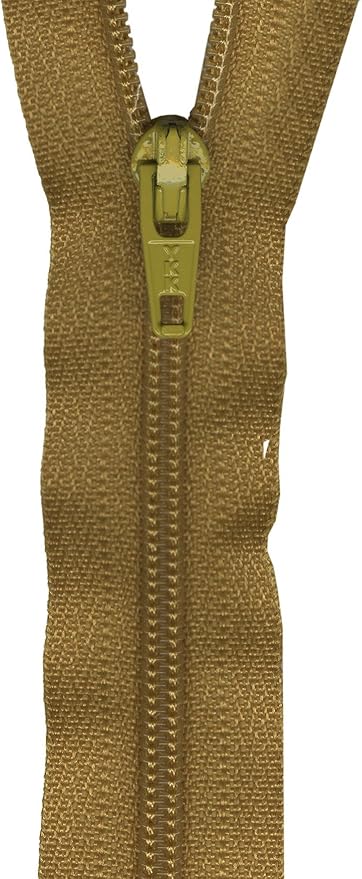 ykk ziplon coil zipper, 7", brittle gold