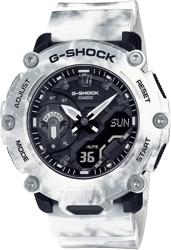 g-shock ga2200gc-7a grunge snow 迷彩手表,黑色/白色, 黑色/白色