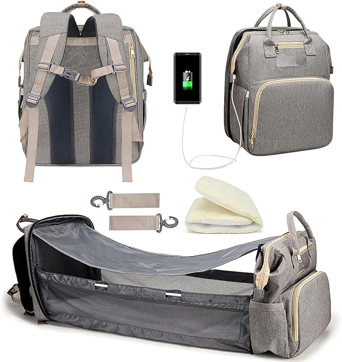 尿布包背包便携式妈咪包可折叠婴儿床大容量多功能母婴尿布包婴儿便携