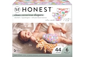 The Honest Company 清洁意识纸尿裤，颜色：天空和蝴蝶，6号，44片（包装+印刷可能会有所不同）