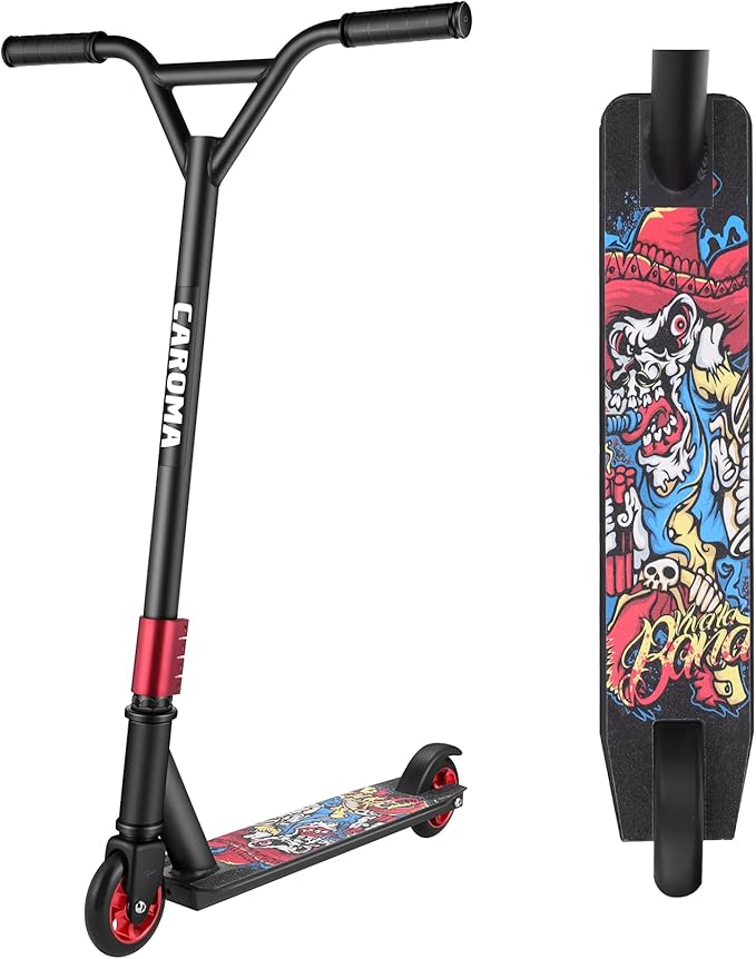 caroma pro 滑板车特技滑板车,适合男孩女孩成人,2 轮自由式特技滑板