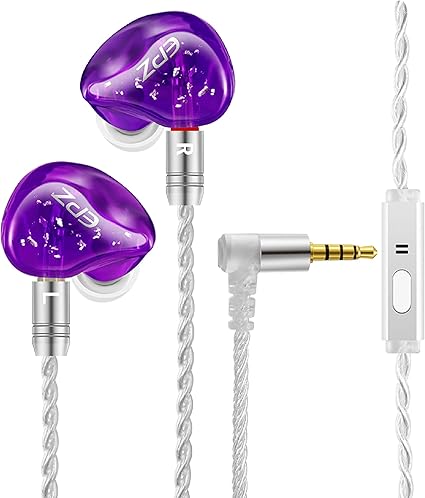 3d打印机成型的epz K1有线入耳式耳机 9 2毫米混合双驱动器3 5毫米插孔 Hifi声音 降噪 Ipx7完全防水 支持iphone Android Pc Epz K1 Purple 特小