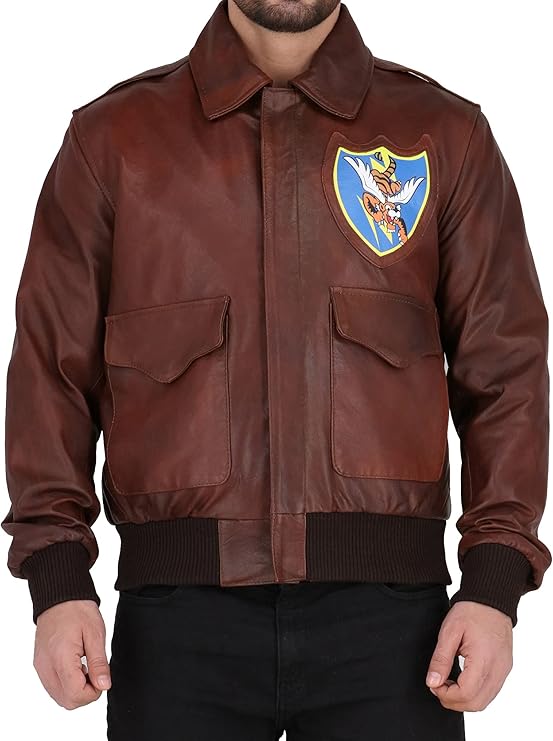 jimmy outfits 男式 a2 夹克飞行飞行员夹克男士 usaaf *做旧棕色皮