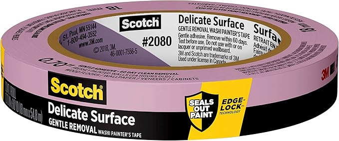 scotchblue 画家胶带,精致表面 蓝色 0.70-inch x 60-yards 2080-18a