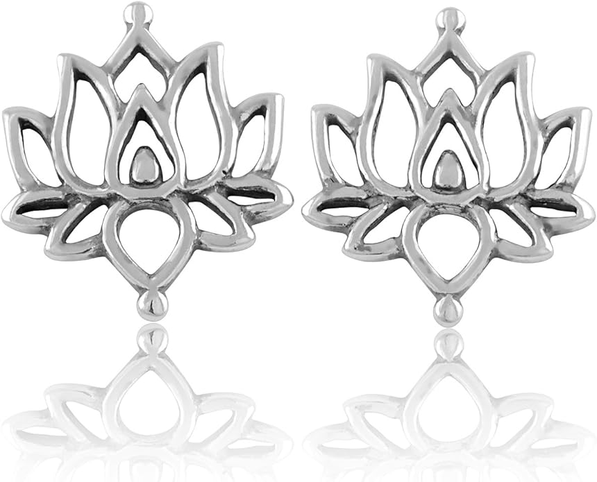 纯银莲花耳钉 0.59 英寸 : 亚马逊中国: 珠宝首饰