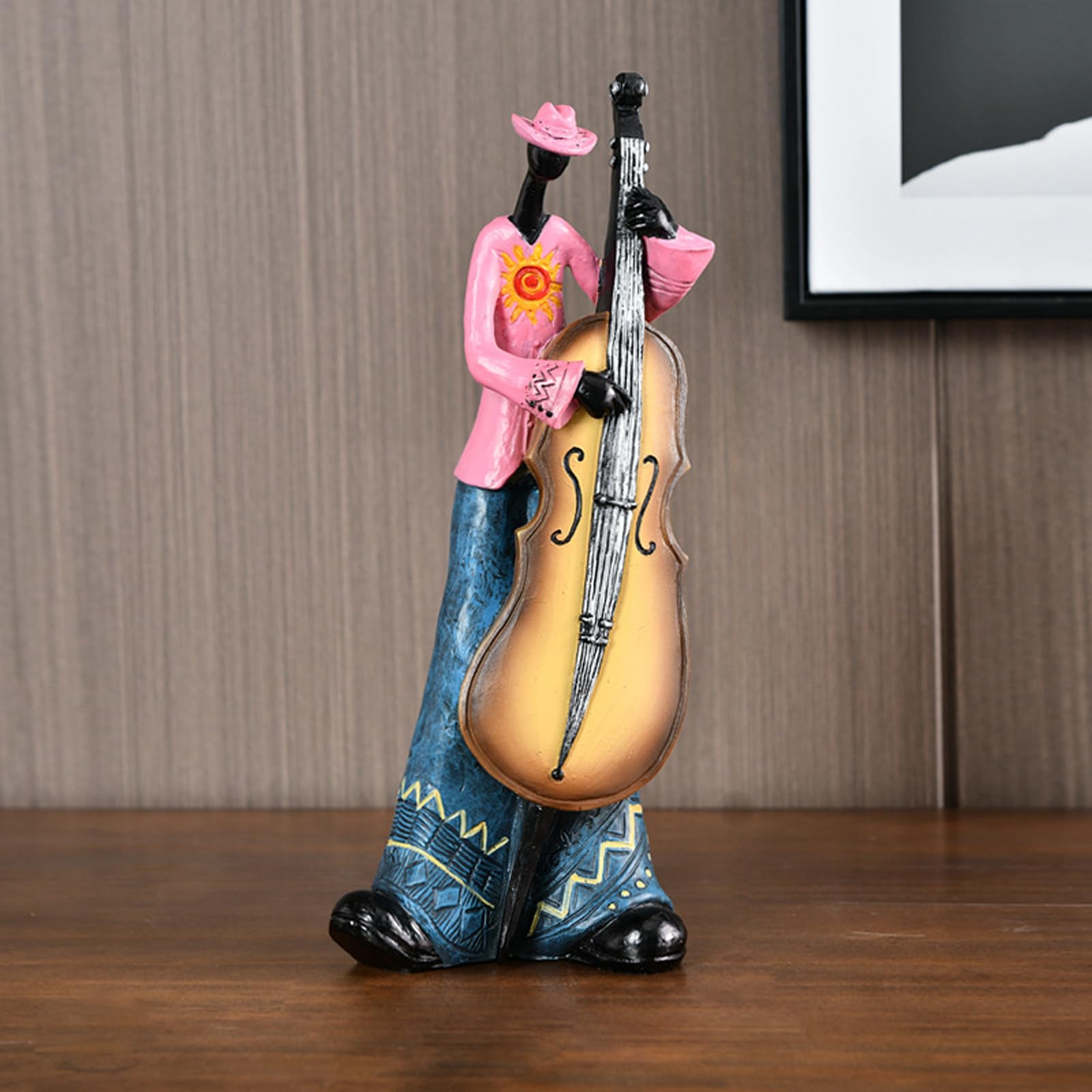 Lifquisite iter Vintage cellist Statue Sculpture Home decor, vintage cello playing sculpture decorations for shelves cabinets Tabletop Home office hotel bar, unique housewarming gifts
