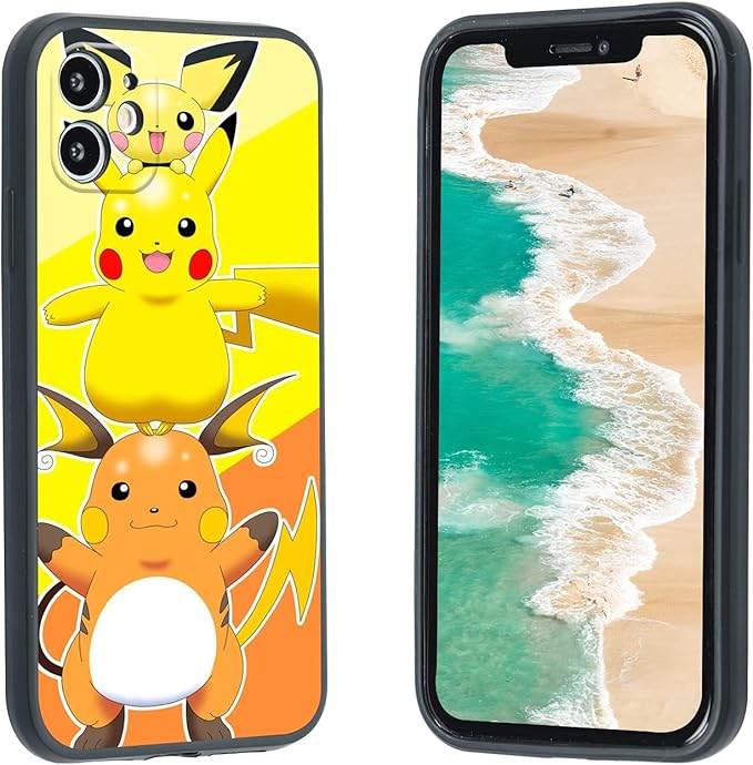 可爱卡通iphone 11 手机壳 可爱卡哇伊卡通poke Mon Pik Ac Hu 手机壳 适合儿童男孩女孩女士粉丝 趣味时尚酷炫透明设计超薄软硅胶保护套适用于