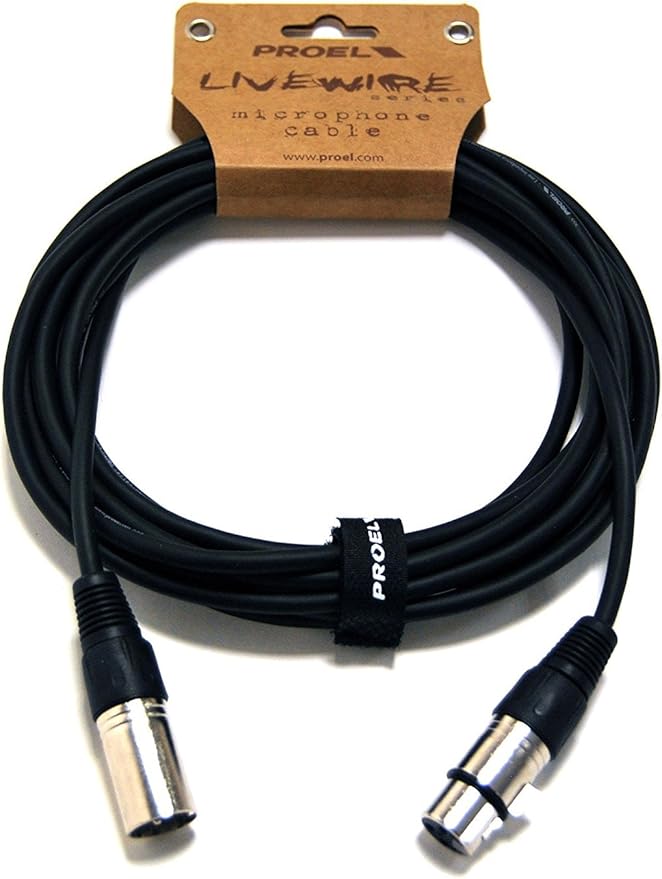 proel livew250lu5 专业音频电缆(对称, xlrm 到 xlrf,5 米)黑色