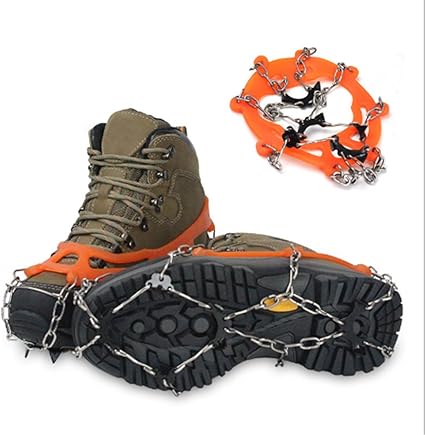 Christyzhang 8 齿冰爪crampons 防滑鞋套不锈钢链户外滑雪冰雪鞋手柄防滑防滑鞋带拖鞋户外散步徒步旅行用 一对 运动户外休闲 亚马逊中国