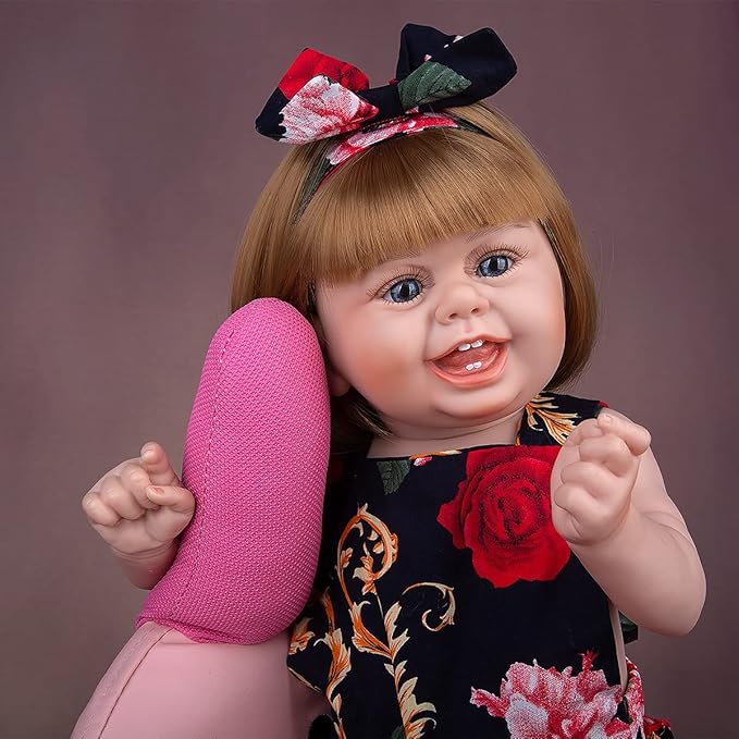 reborn baby doll 蓝色*花朵裙重生婴儿娃娃硅胶全身逼真婴儿娃娃婴儿