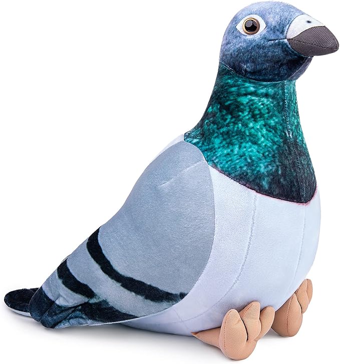 大号灰色鸽子毛绒玩具 - 逼真的 13.5 英寸(约 34.