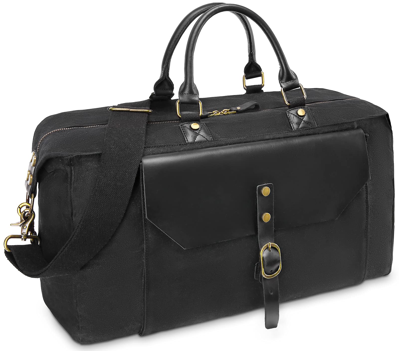 Men's Duffel Bag Waterproof leather canvas Travel duffel Bag Women's Overnight Weekend Travel Bag, 3-black, large, classic weekend travel bag