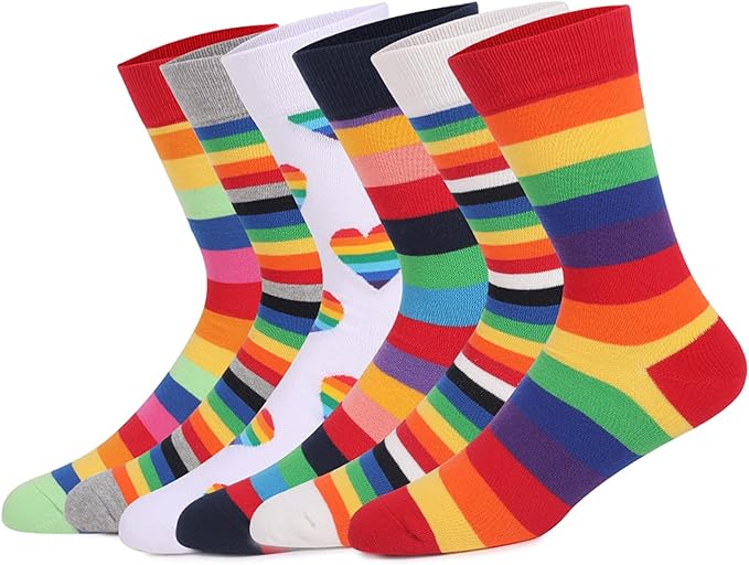 happy colorful 女式图案休闲棉质正装袜,有趣的颜色袜子尺码 9-11