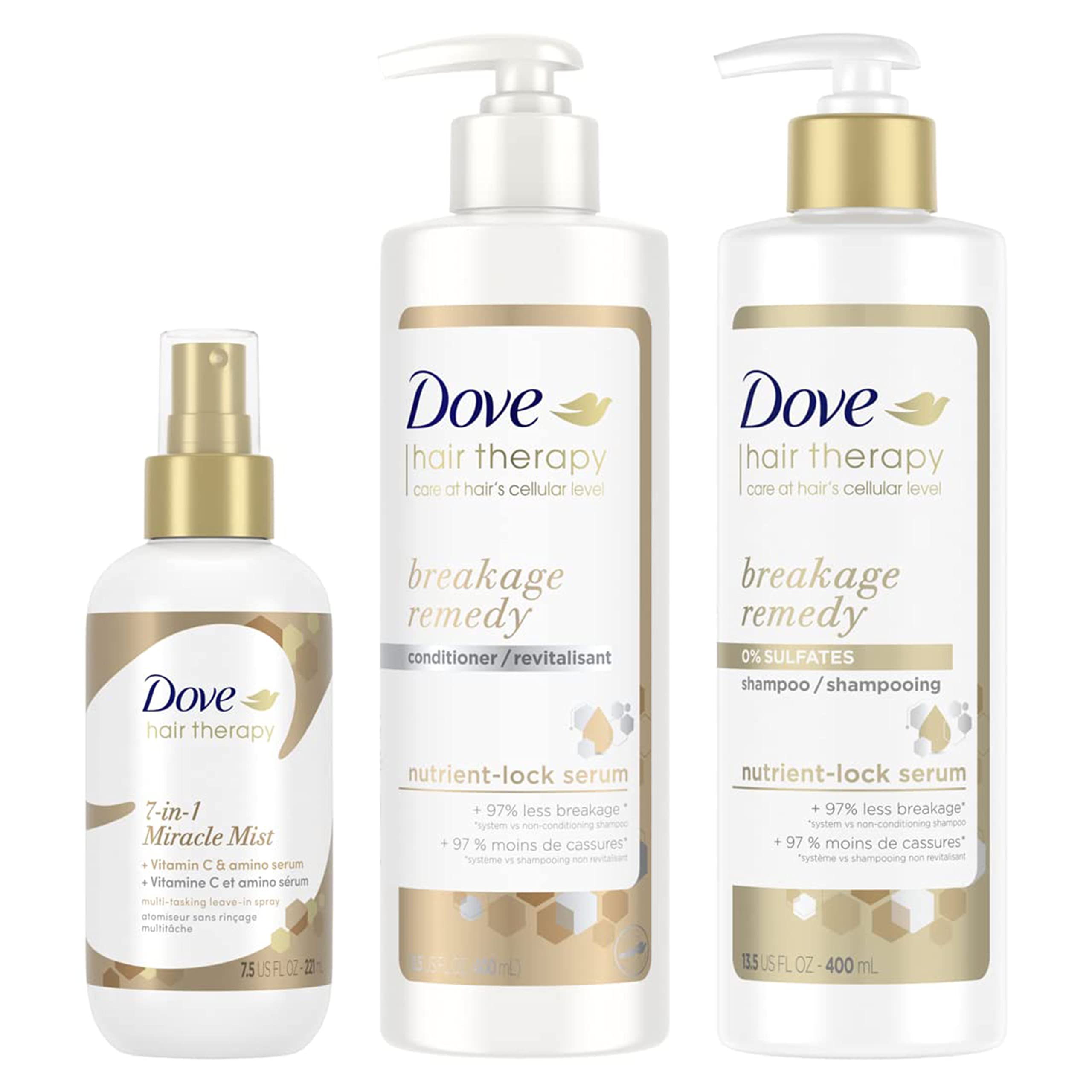 Dove Hair Therapy shampoo, conditioner and 7-in-1 hairspray for damaged * Broken repair, Nutriment-Lock Serum,3 packs