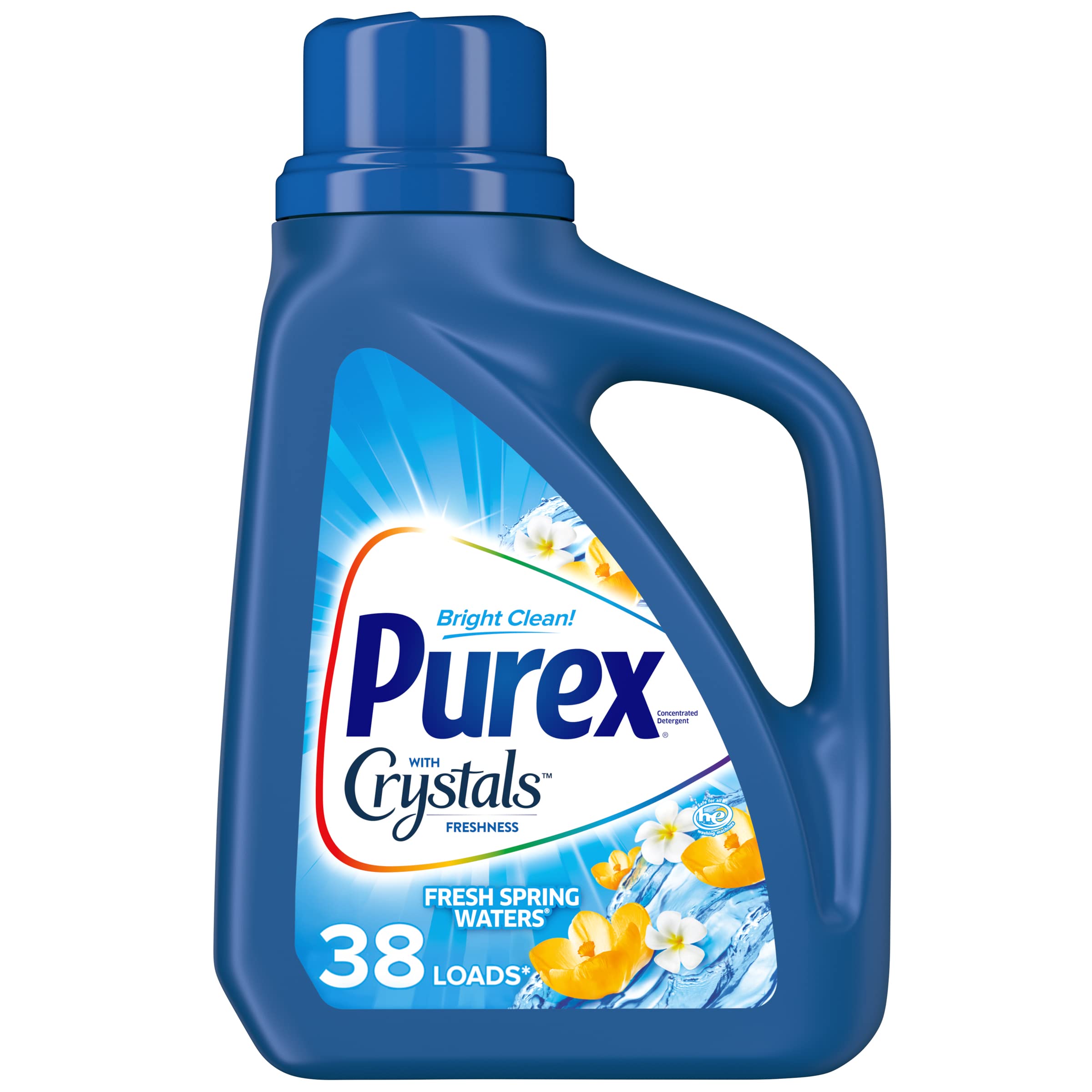 Purex HE Liquid laundry detergent, fresh spring water,55 ounces