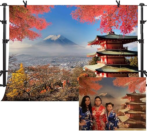 Mme 7x5英尺日本景观背景富士山清水寺庙背景秋枫叶视频道具geme031 亚马逊中国 家居